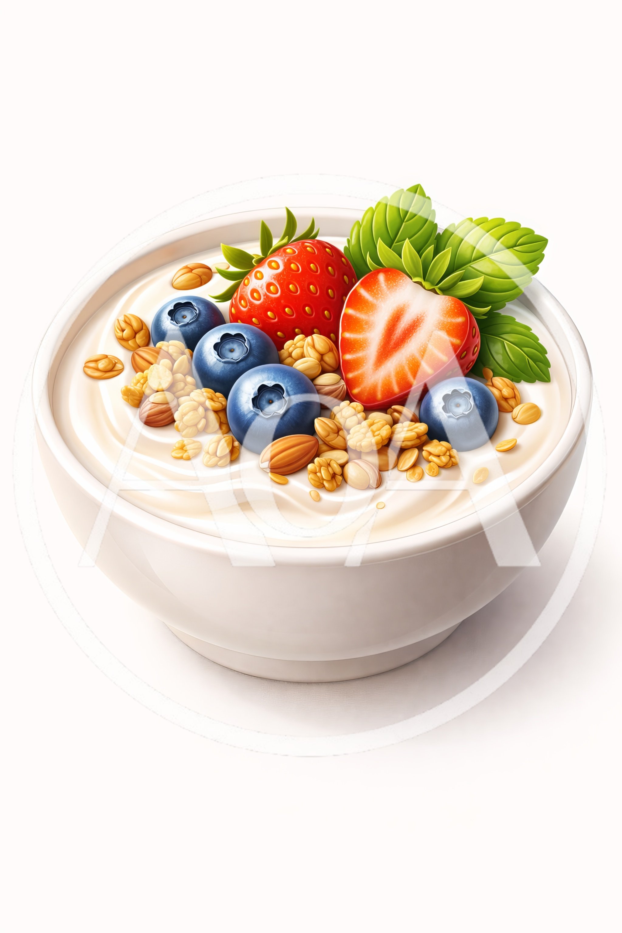 Bowl Of Creamy Yogurt With Fresh Berries And Granola