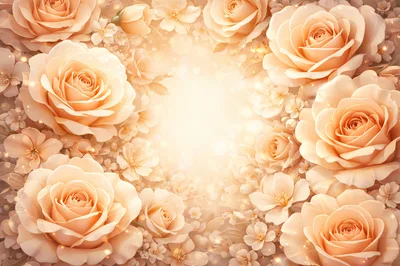 Elegant Peach Rose Floral Background With Soft Bokeh