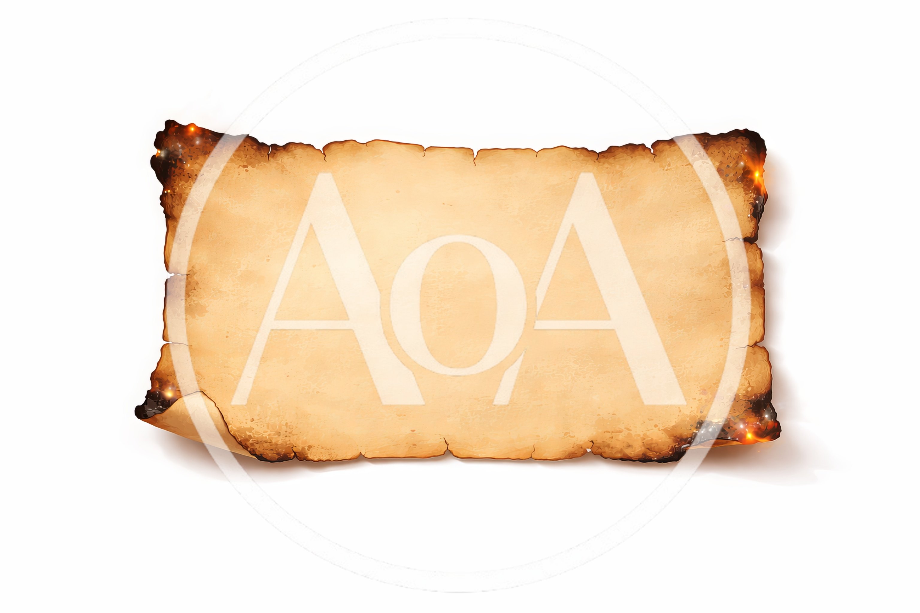 Old Burnt Parchment Paper Scroll Isolated on White