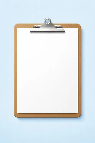 Wooden Clipboard With Blank White Paper Sheet