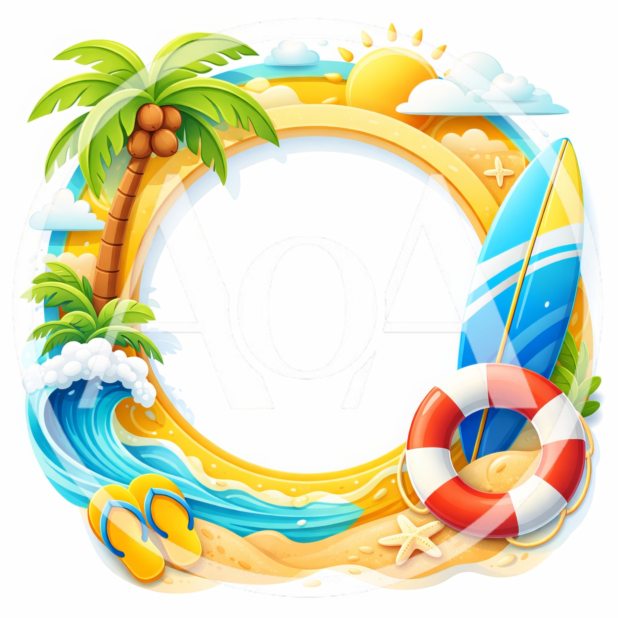 Summer Beach Vacation Frame With Tropical Elements
