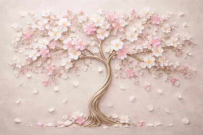 Decorative Golden Cherry Blossom Tree Wall Art