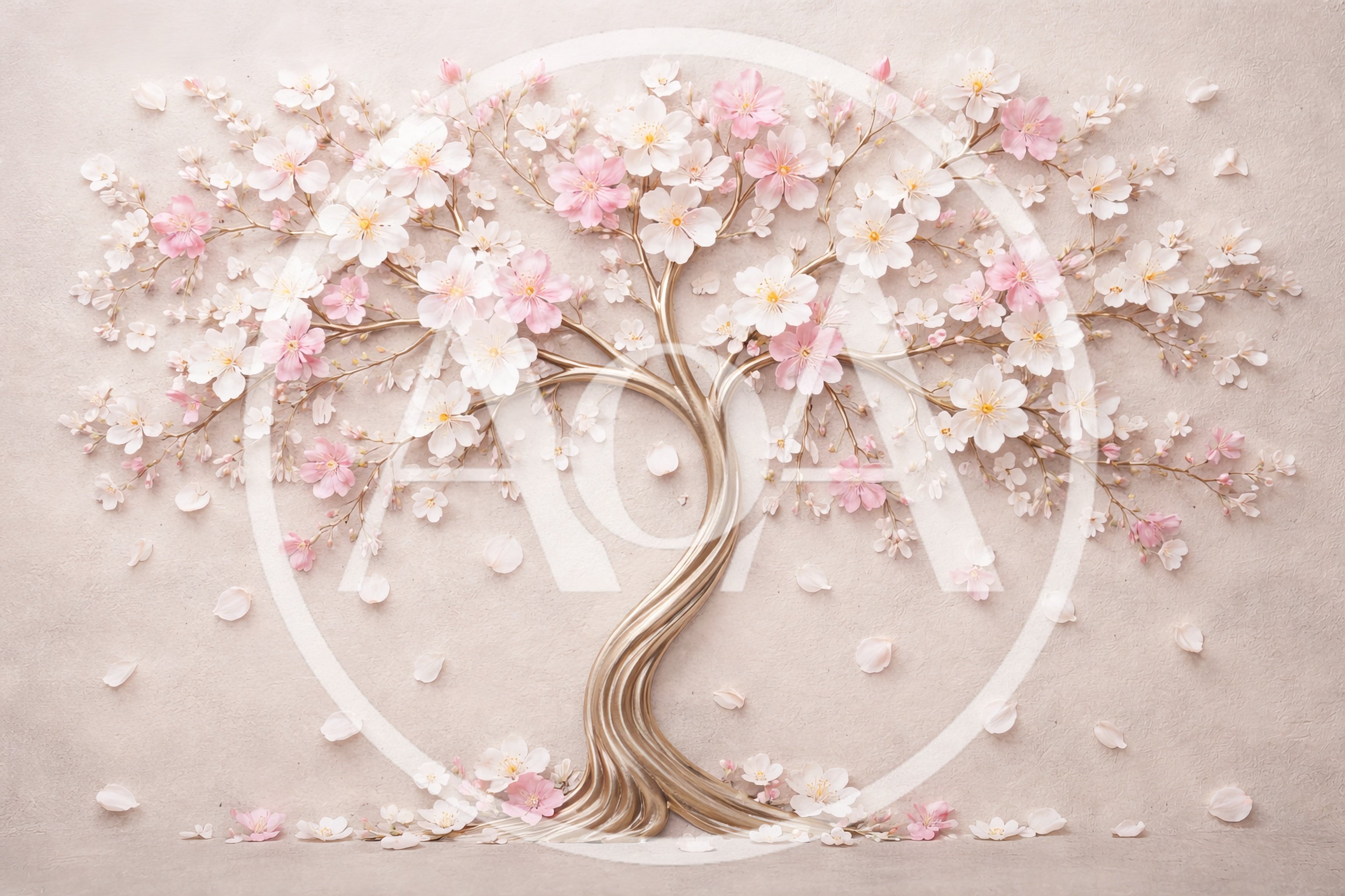Decorative Golden Cherry Blossom Tree Wall Art