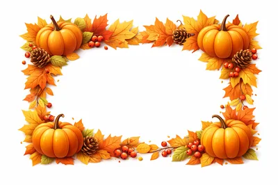 Autumnal Pumpkin and Maple Leaf Decorative Border