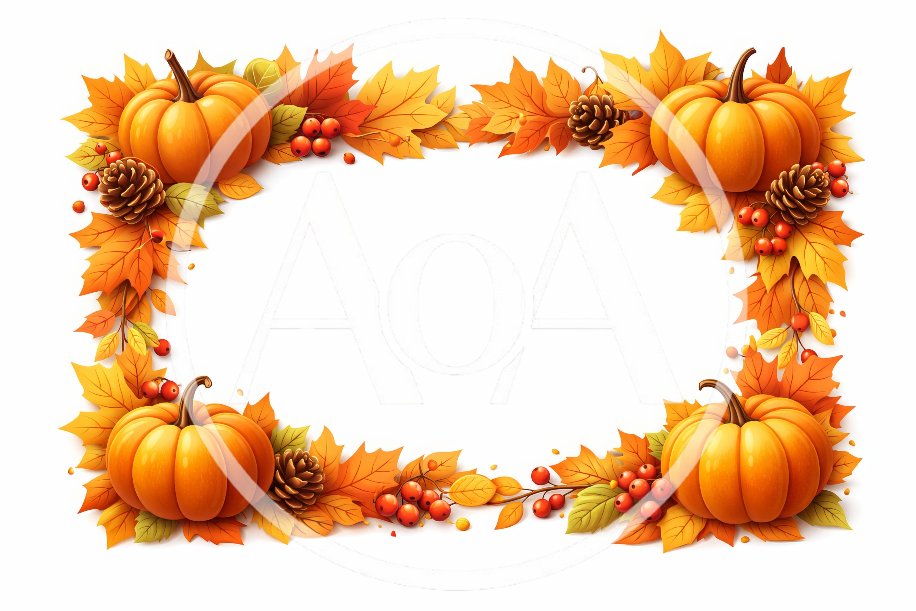 Autumnal Pumpkin and Maple Leaf Decorative Border