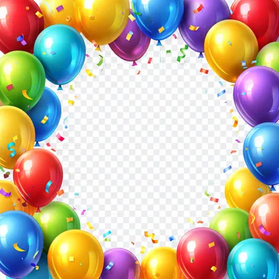 Colorful Party Balloons Frame With Confetti