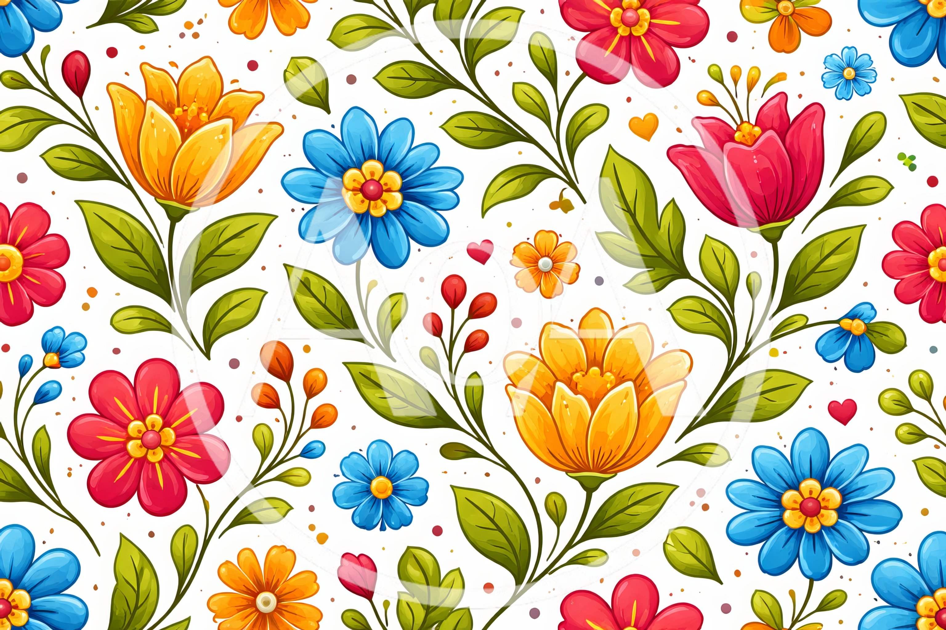 Seamless Floral Pattern With Vibrant Hand Drawn Flowers