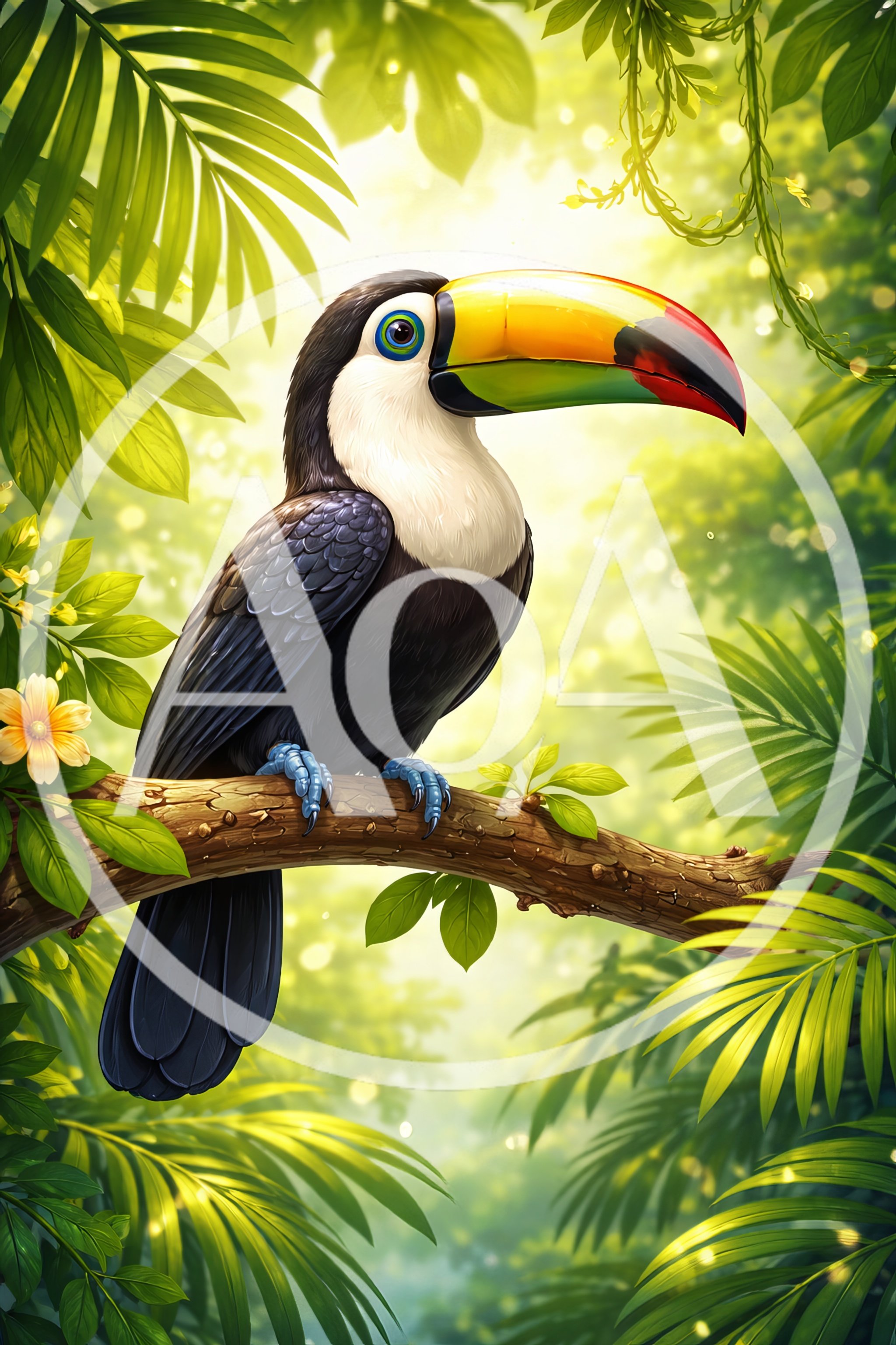 Toco Toucan Perched On A Tropical Jungle Branch