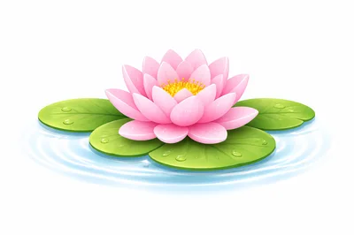 Pink Water Lily Flower Floating On Green Lily Pads