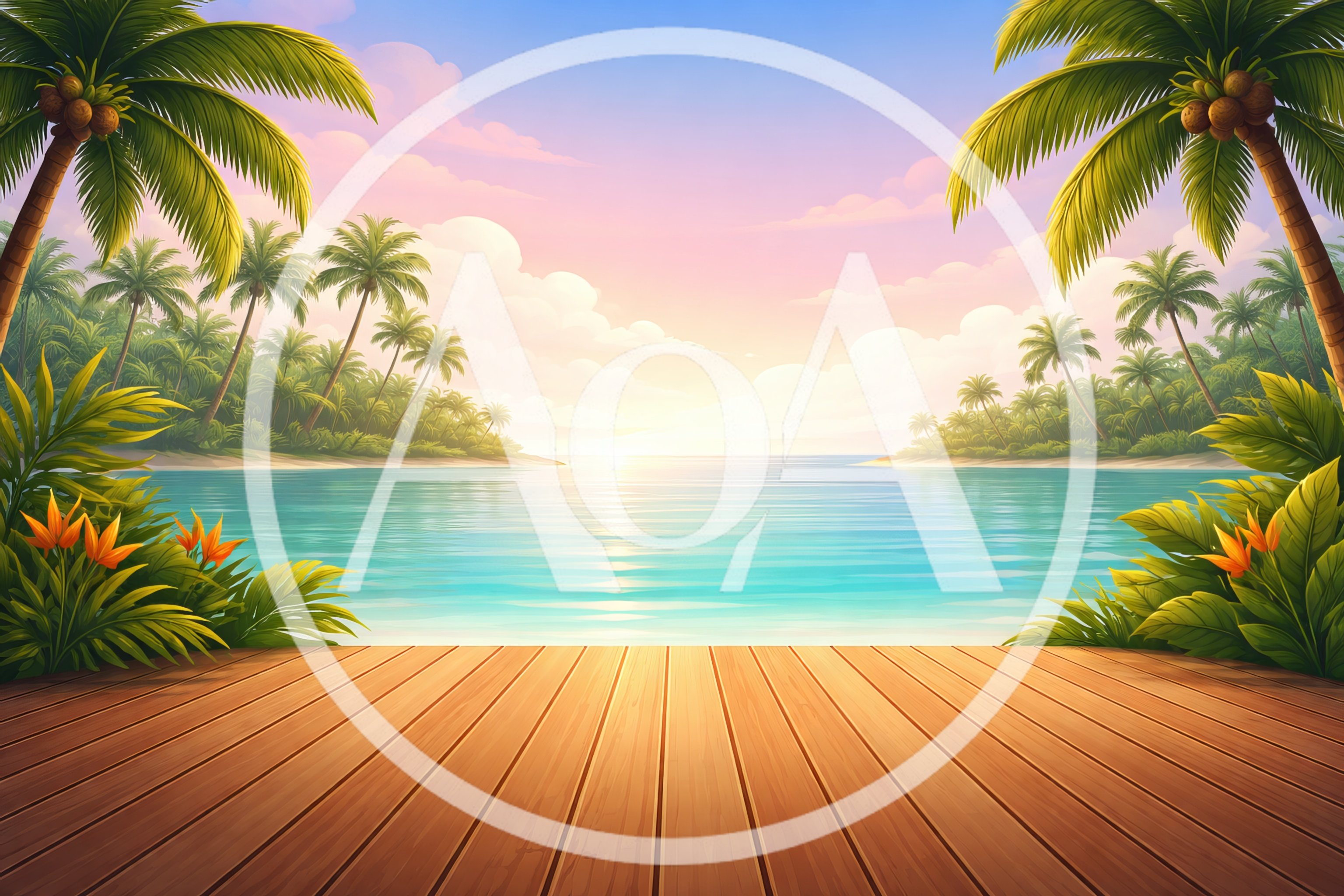 Tropical Beach View From A Wooden Deck