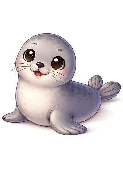 Cute Cartoon Baby Seal Illustration