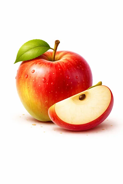 Fresh Red Apple With A Slice On White Background