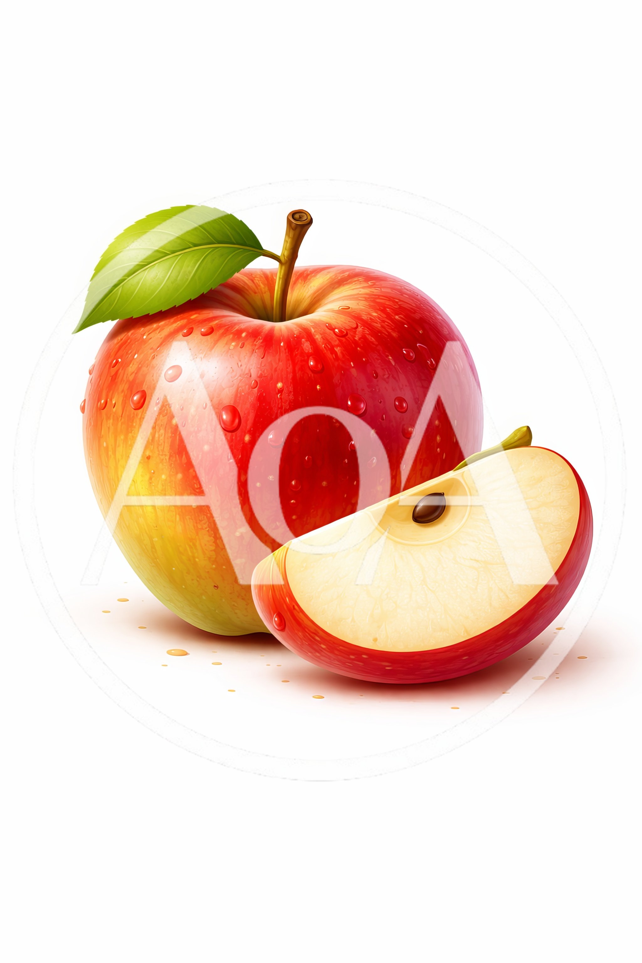 Fresh Red Apple With A Slice On White Background