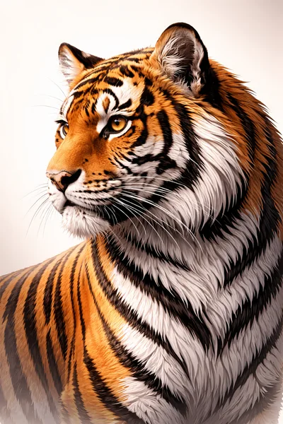 Majestic Tiger Portrait Against A Neutral Background