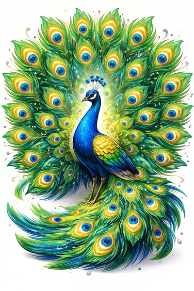 Majestic Peacock With Vibrant Spread Feathers