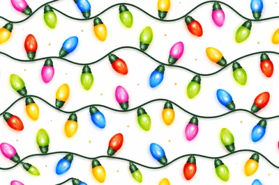 Seamless Pattern of Colorful Christmas String Lights
