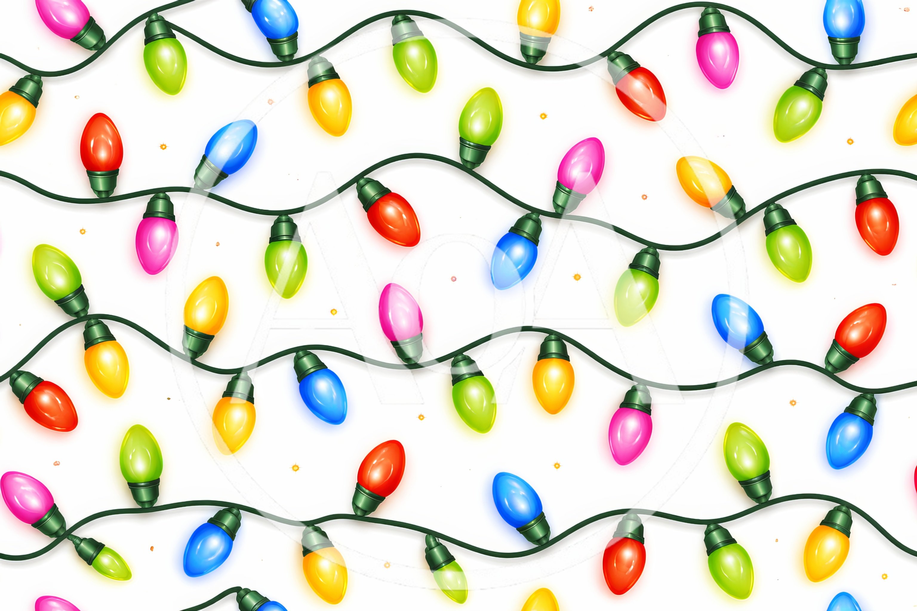 Seamless Pattern of Colorful Christmas String Lights