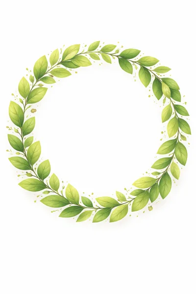 Watercolor Green Leaf Wreath Frame Illustration
