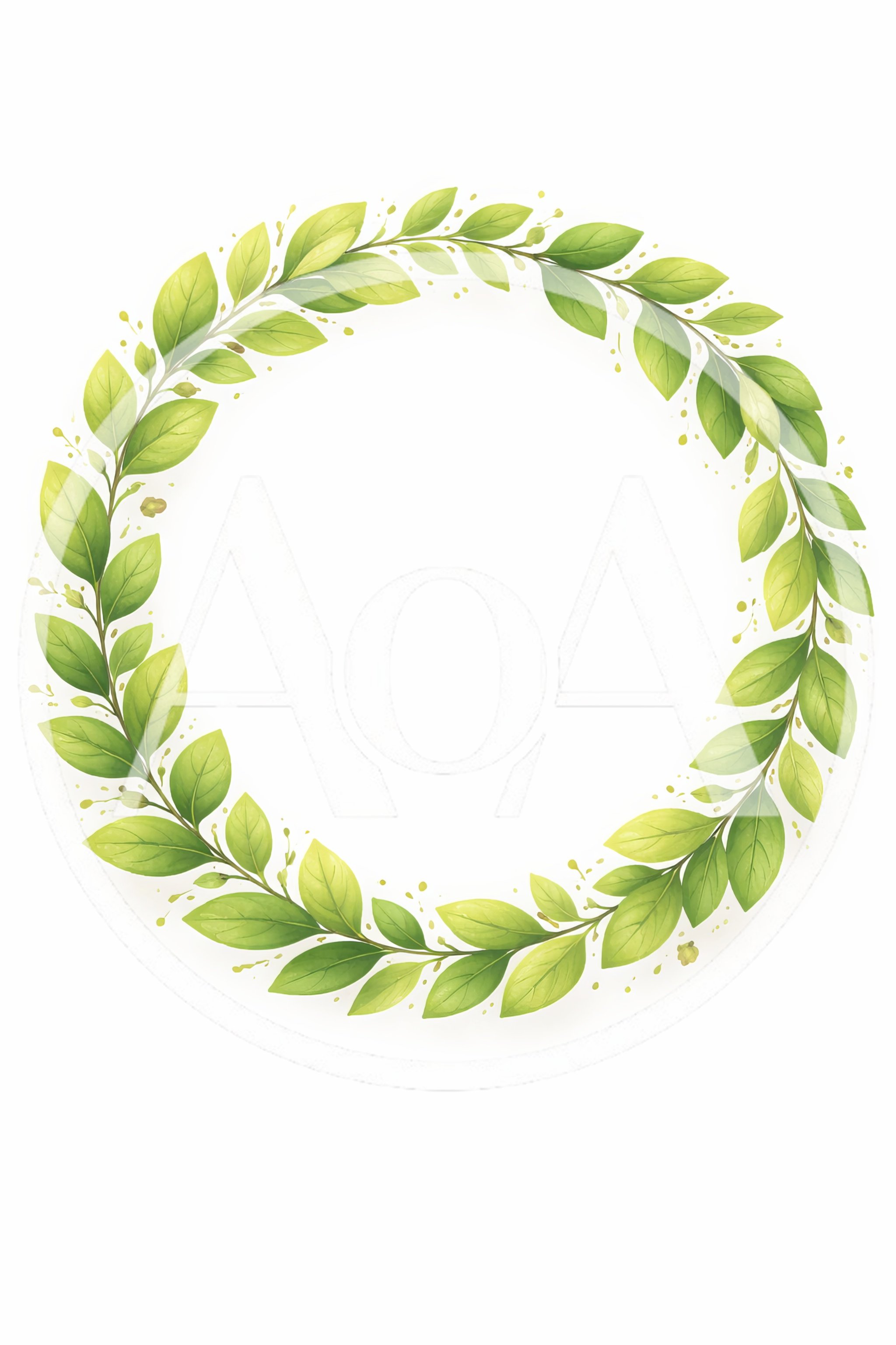 Watercolor Green Leaf Wreath Frame Illustration