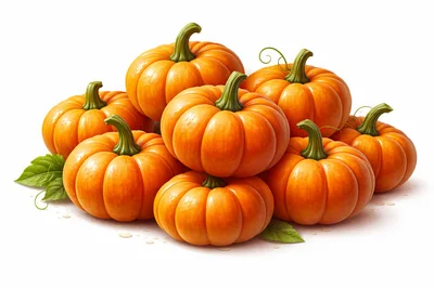 Group Of Fresh Ripe Orange Pumpkins