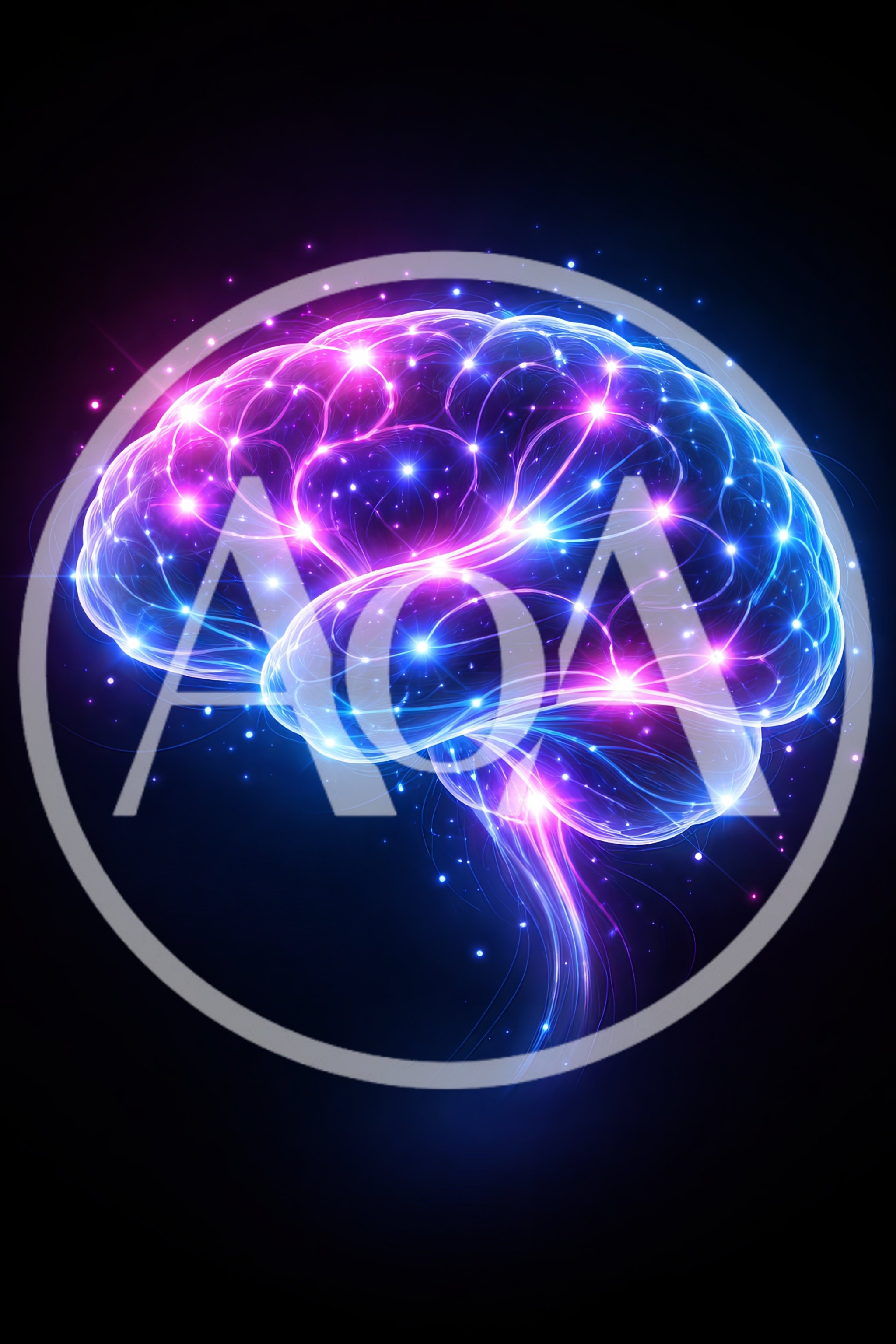 Glowing Digital Human Brain Neural Network Visualization
