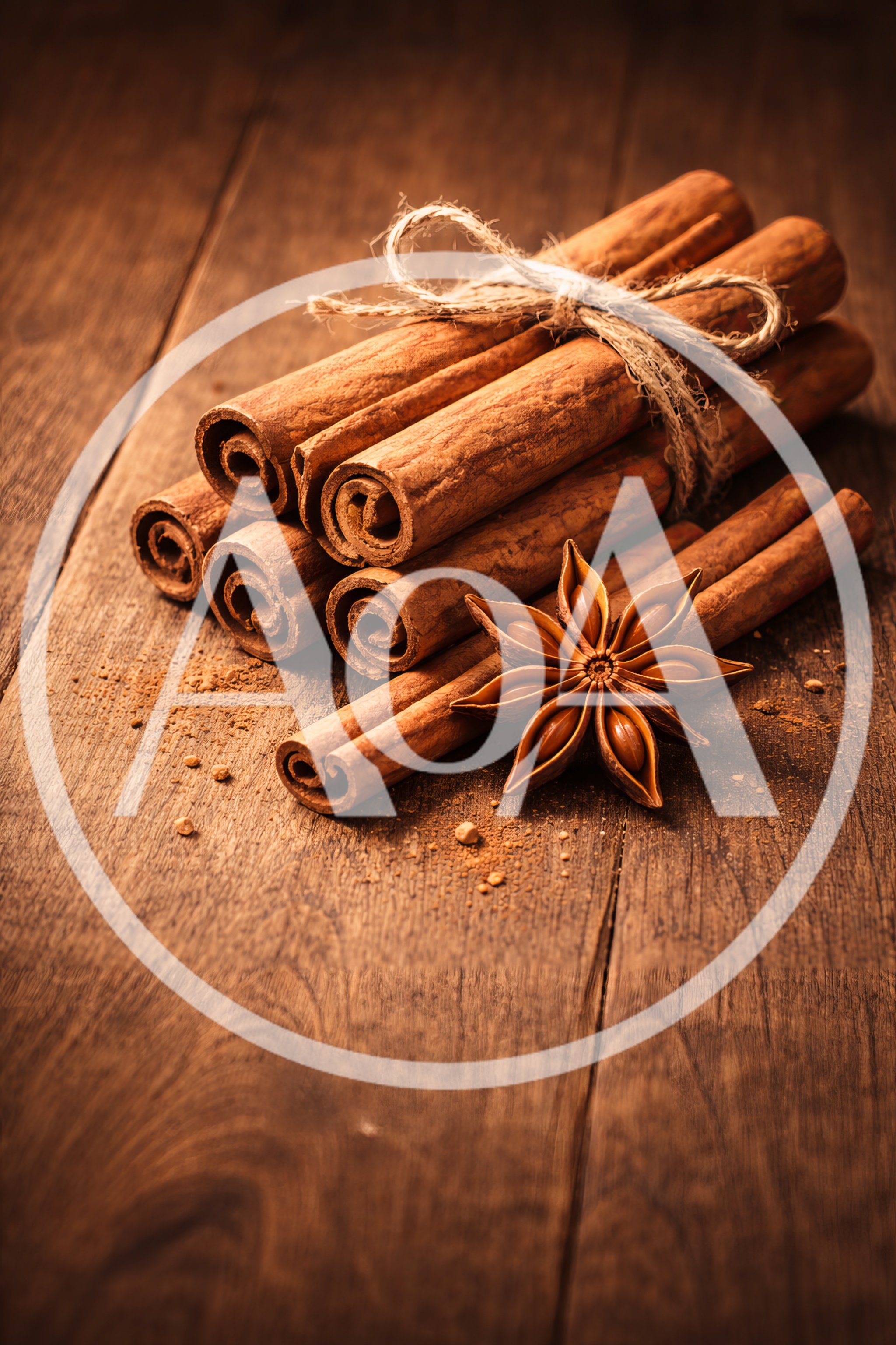 Cinnamon Sticks and Star Anise on Wooden Table