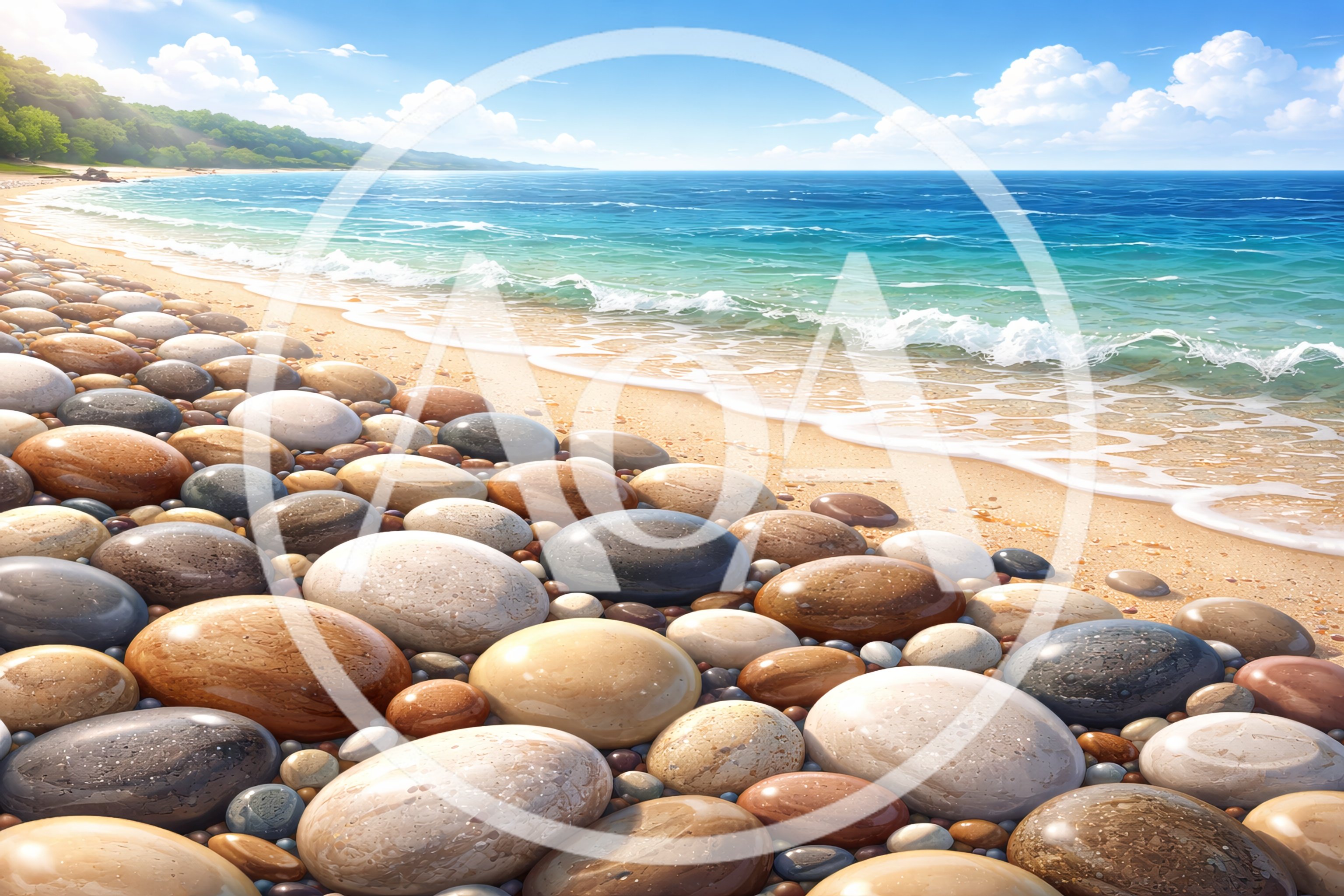 Smooth Pebbles On A Sunny Tropical Beach