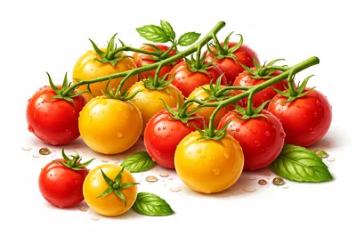 Fresh Red and Yellow Tomatoes on Vine