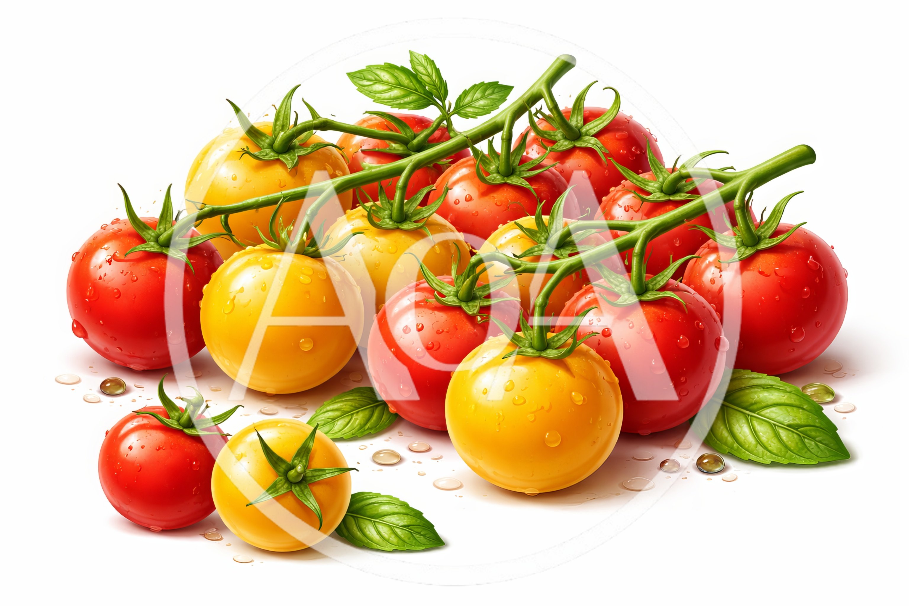 Fresh Red and Yellow Tomatoes on Vine