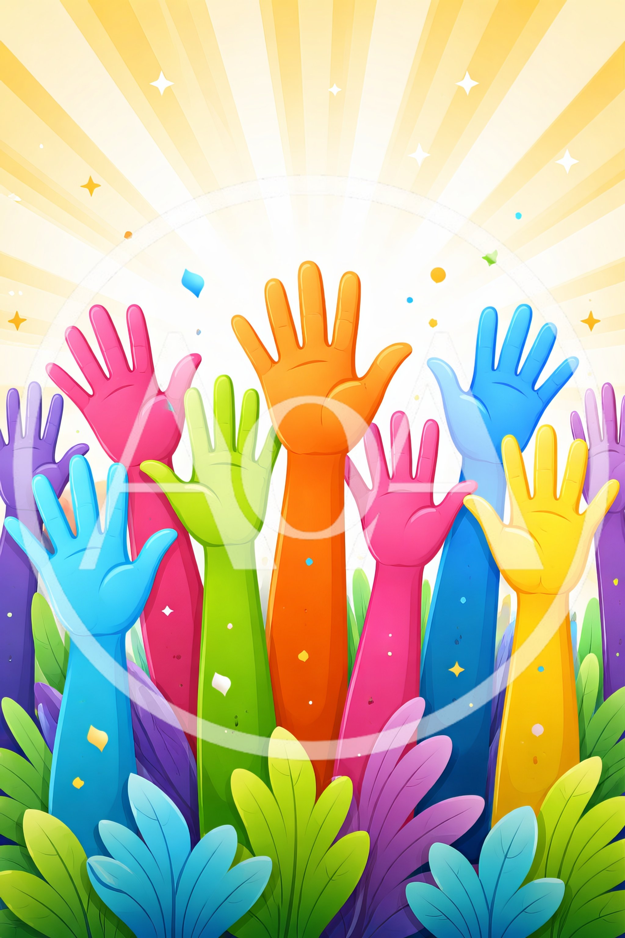 Colorful Raised Hands Celebrating Diversity