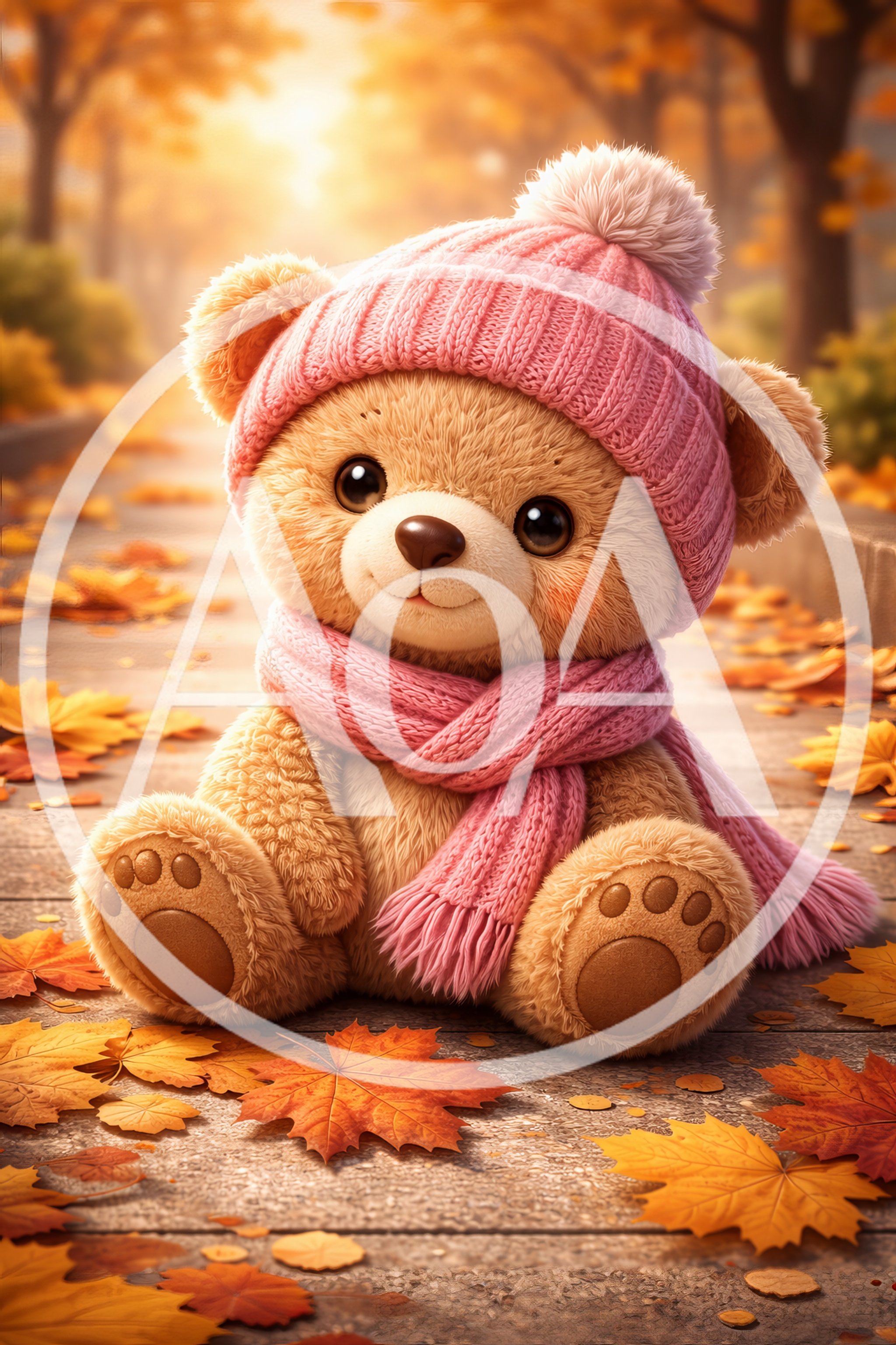 Cute Teddy Bear Wearing Pink Winter Accessories