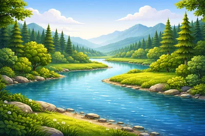 Serene River Flowing Through A Lush Mountain Valley