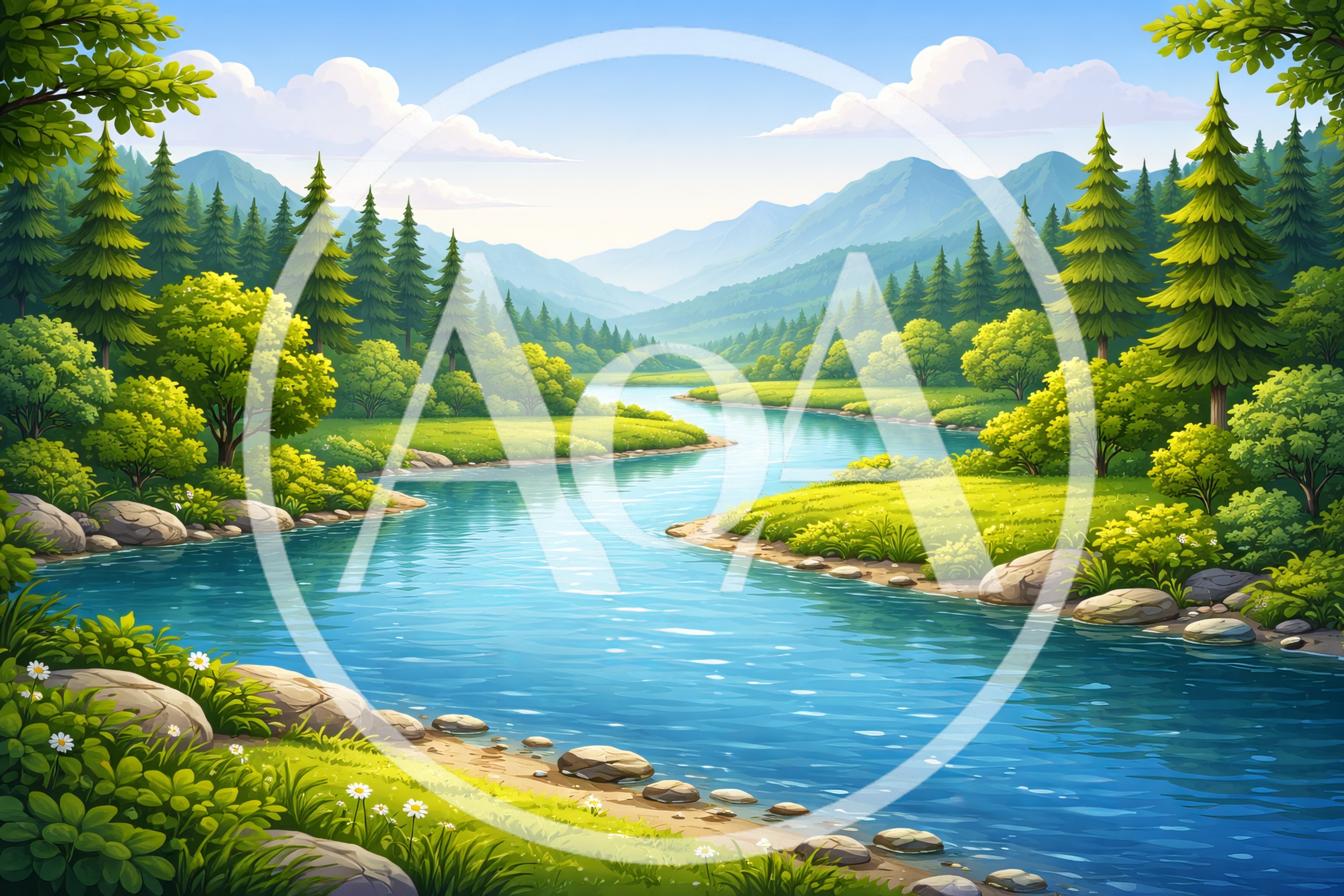 Serene River Flowing Through A Lush Mountain Valley