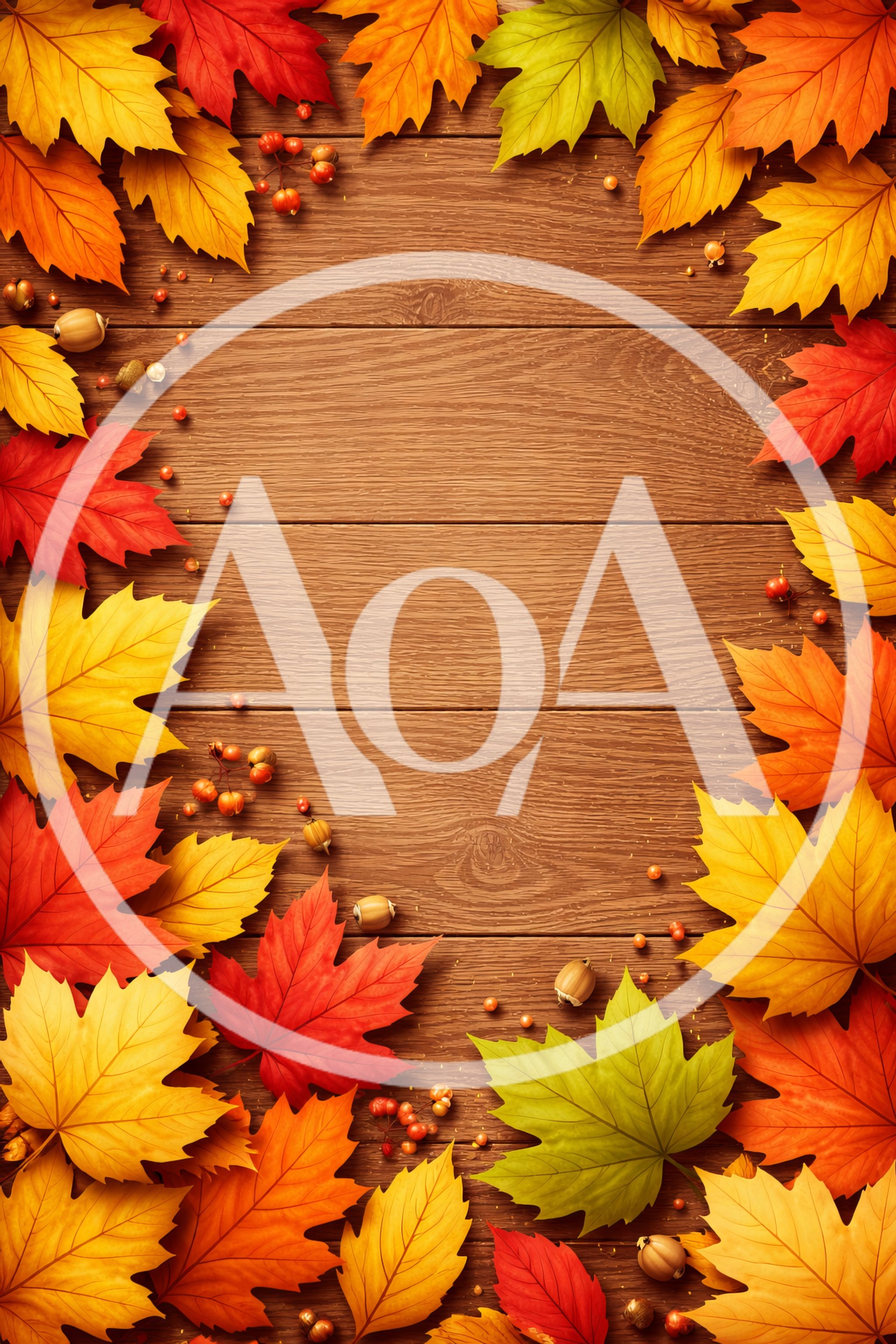 Autumn Maple Leaves Border On Wooden Background
