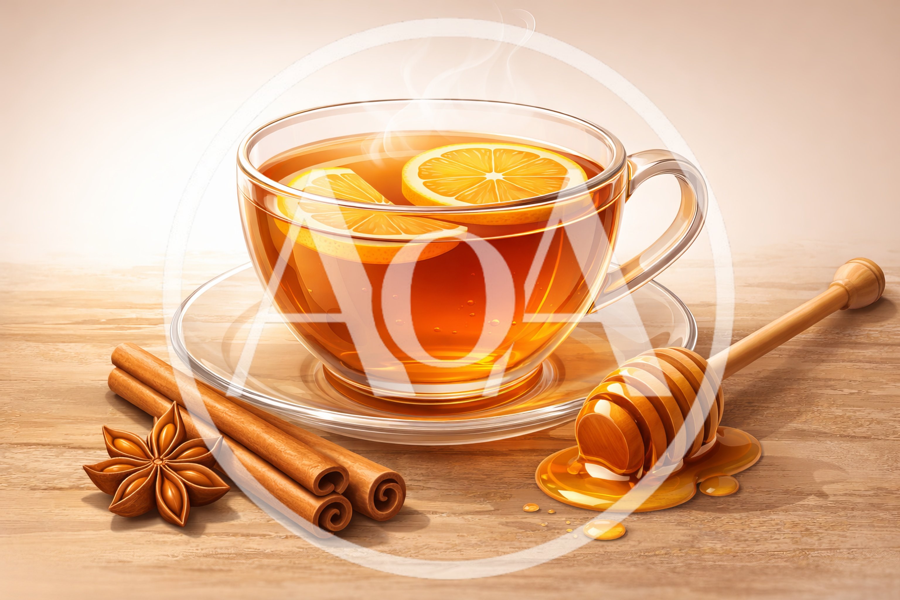 Glass Cup Of Hot Tea With Lemon And Honey