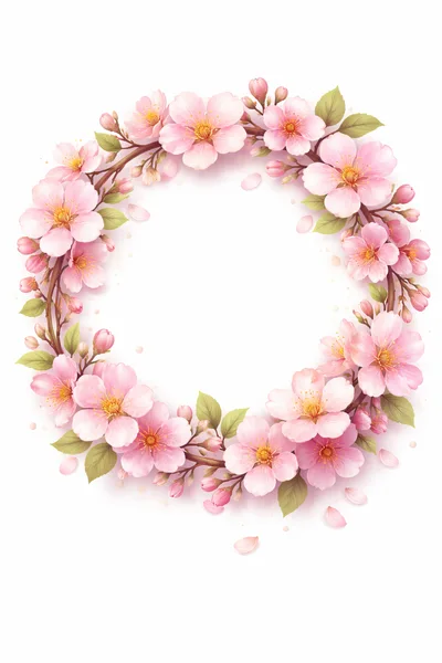 Cherry Blossom Floral Wreath Frame
