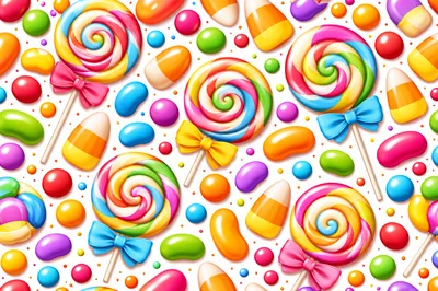 Colorful Lollipops and Assorted Candy Pattern