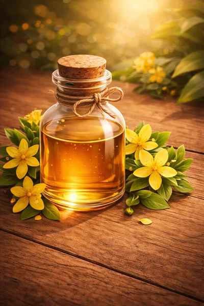 St John's Wort Oil In A Glass Bottle