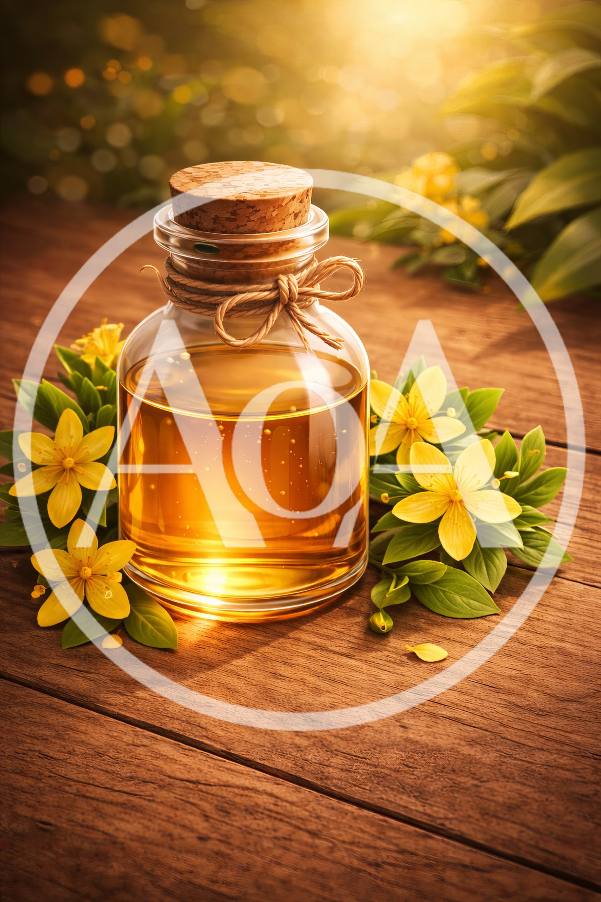 St John's Wort Oil In A Glass Bottle