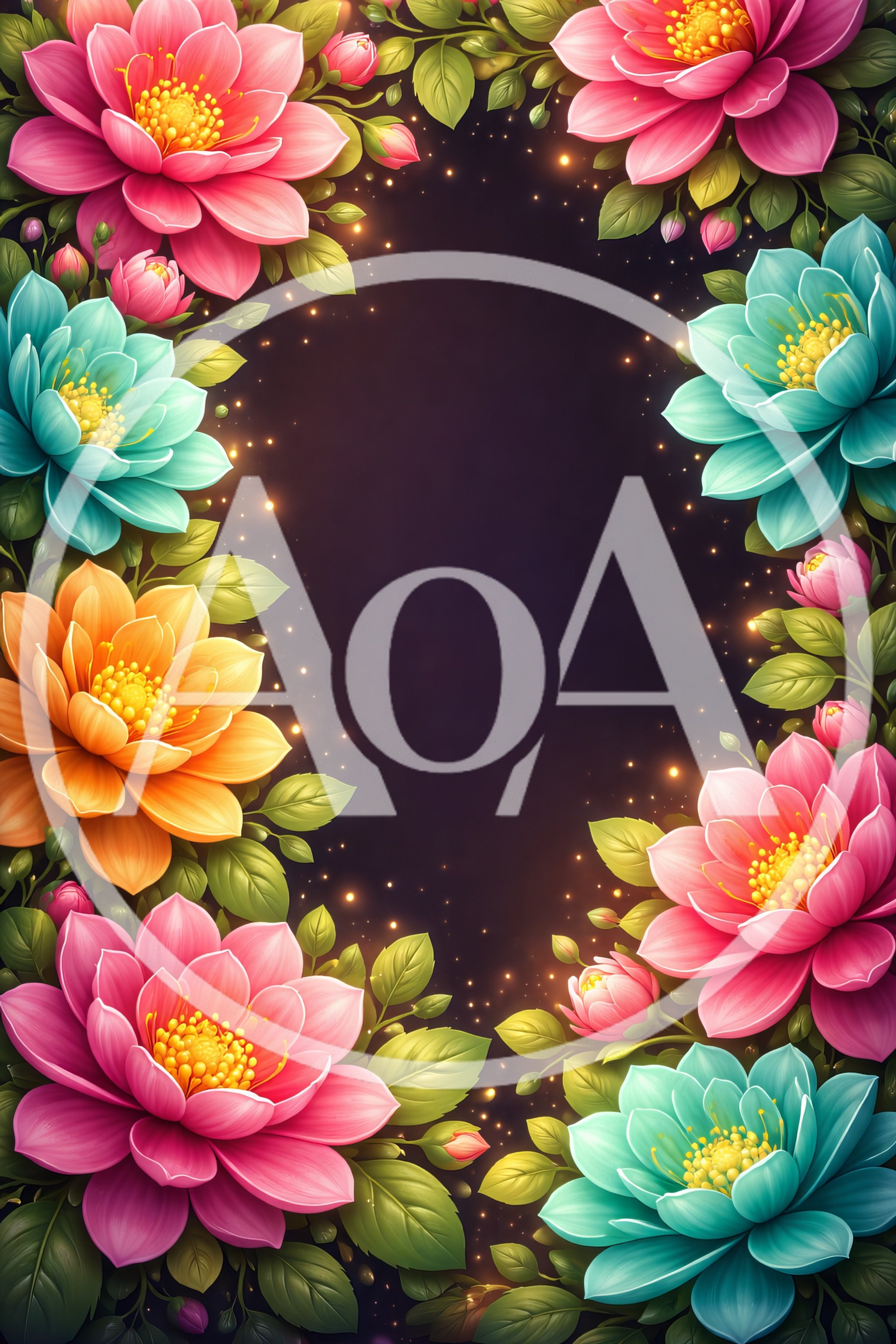 Floral Frame With Vibrant Colorful Flowers