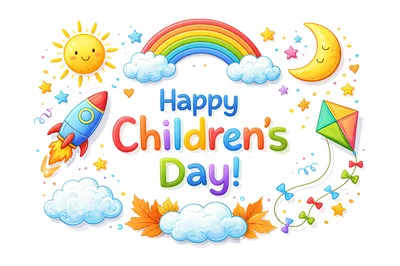 Happy Childrens Day Greeting Card Illustration