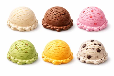 Six Scoops Of Assorted Flavored Ice Cream