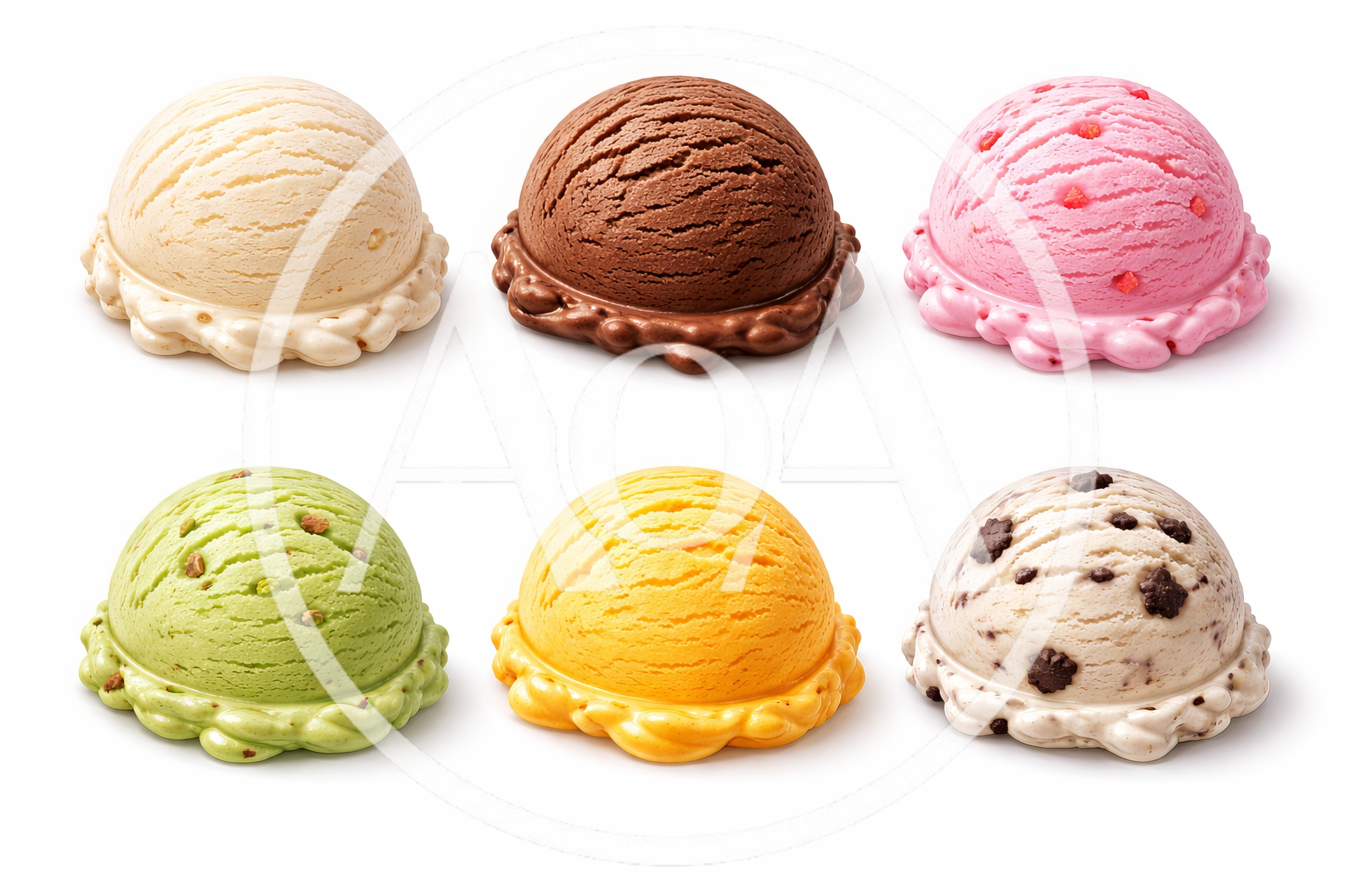 Six Scoops Of Assorted Flavored Ice Cream