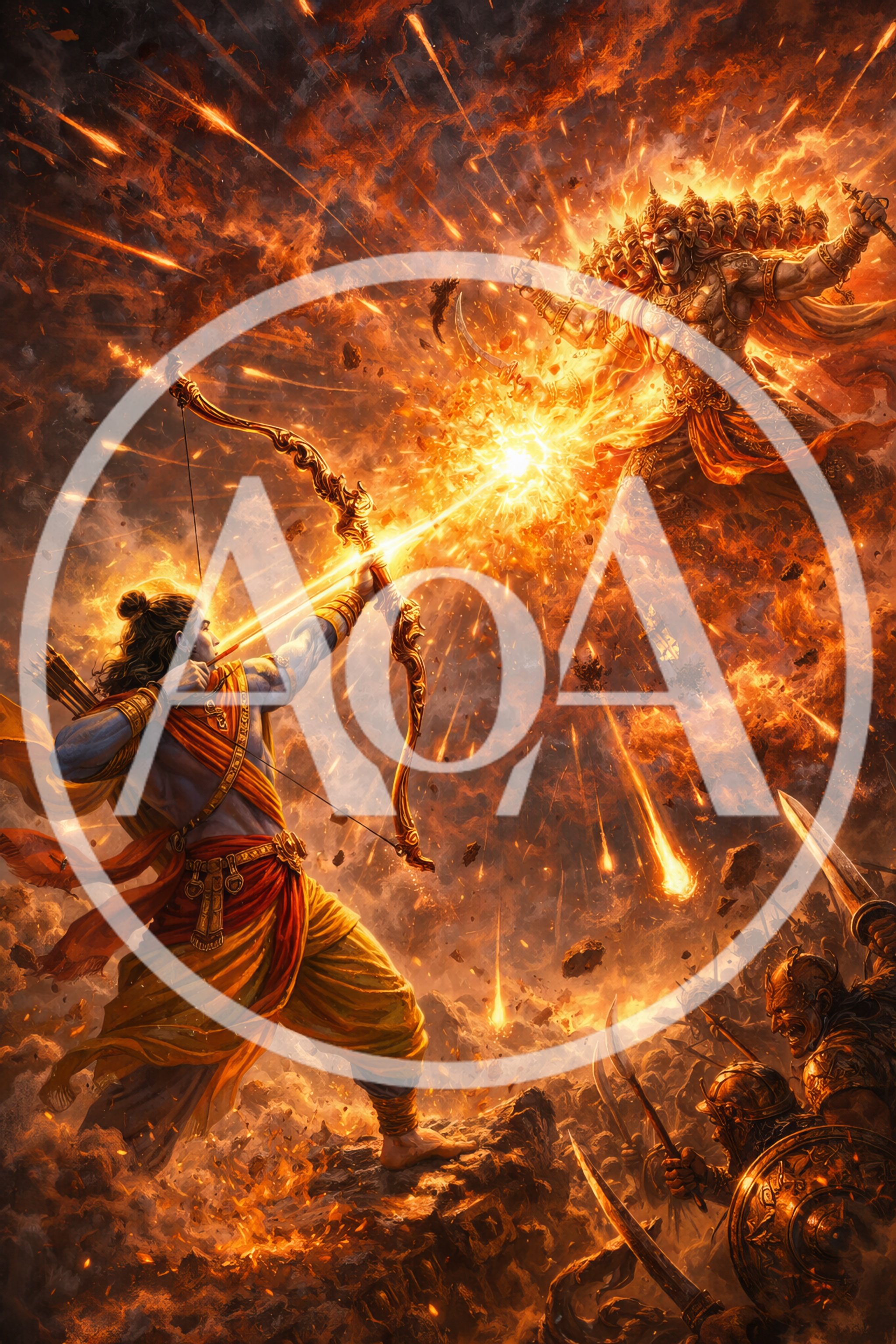 Lord Rama Battling Ravana in Epic Mythological Conflict