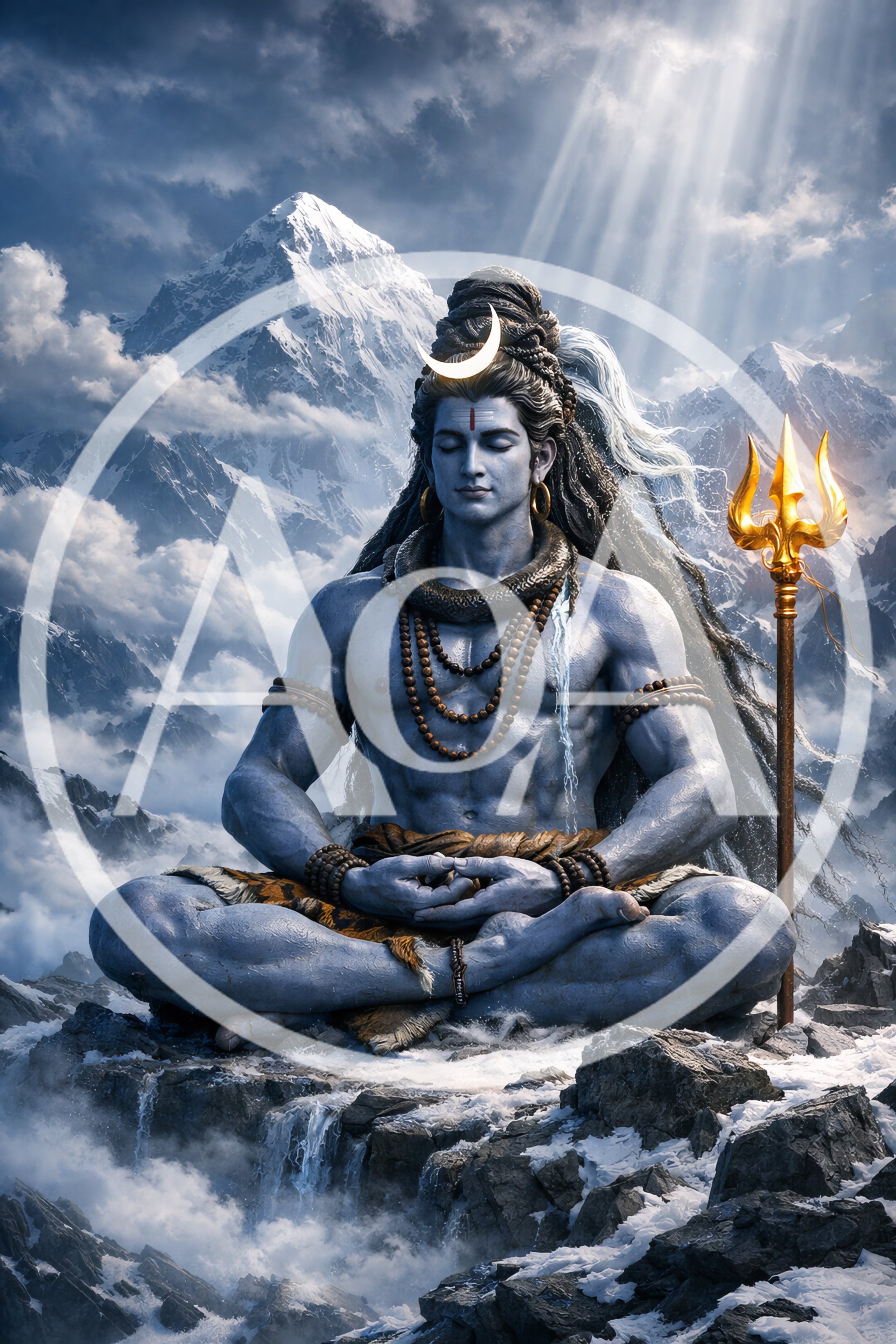 Lord Shiva Meditating In The Himalayan Mountains