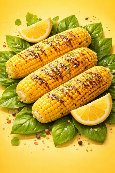 Grilled Corn on the Cob with Lemon and Basil