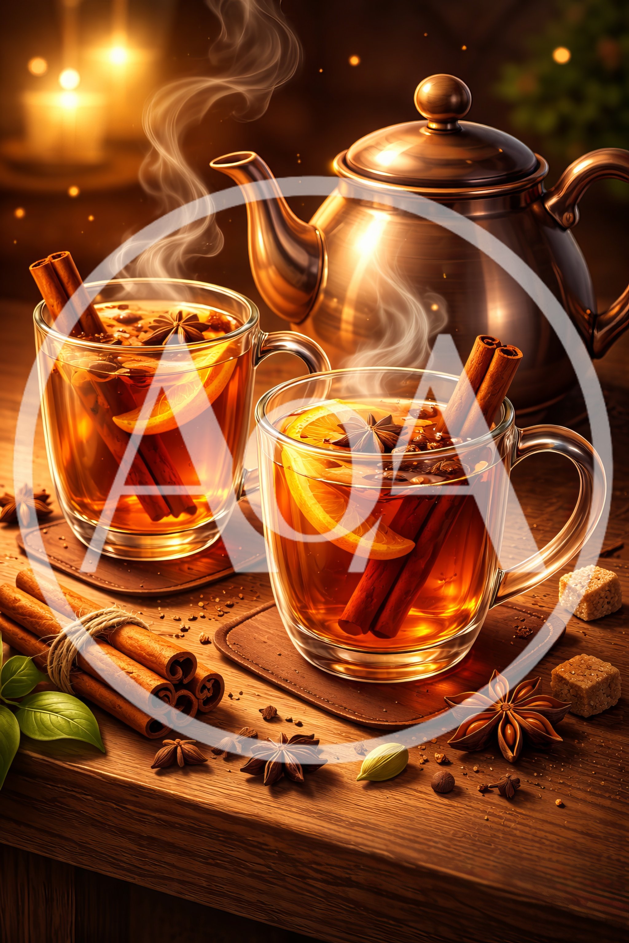 Two Mugs Of Hot Spiced Tea With Cinnamon