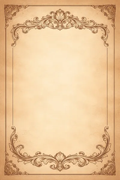 Vintage Parchment Paper With Ornate Baroque Border