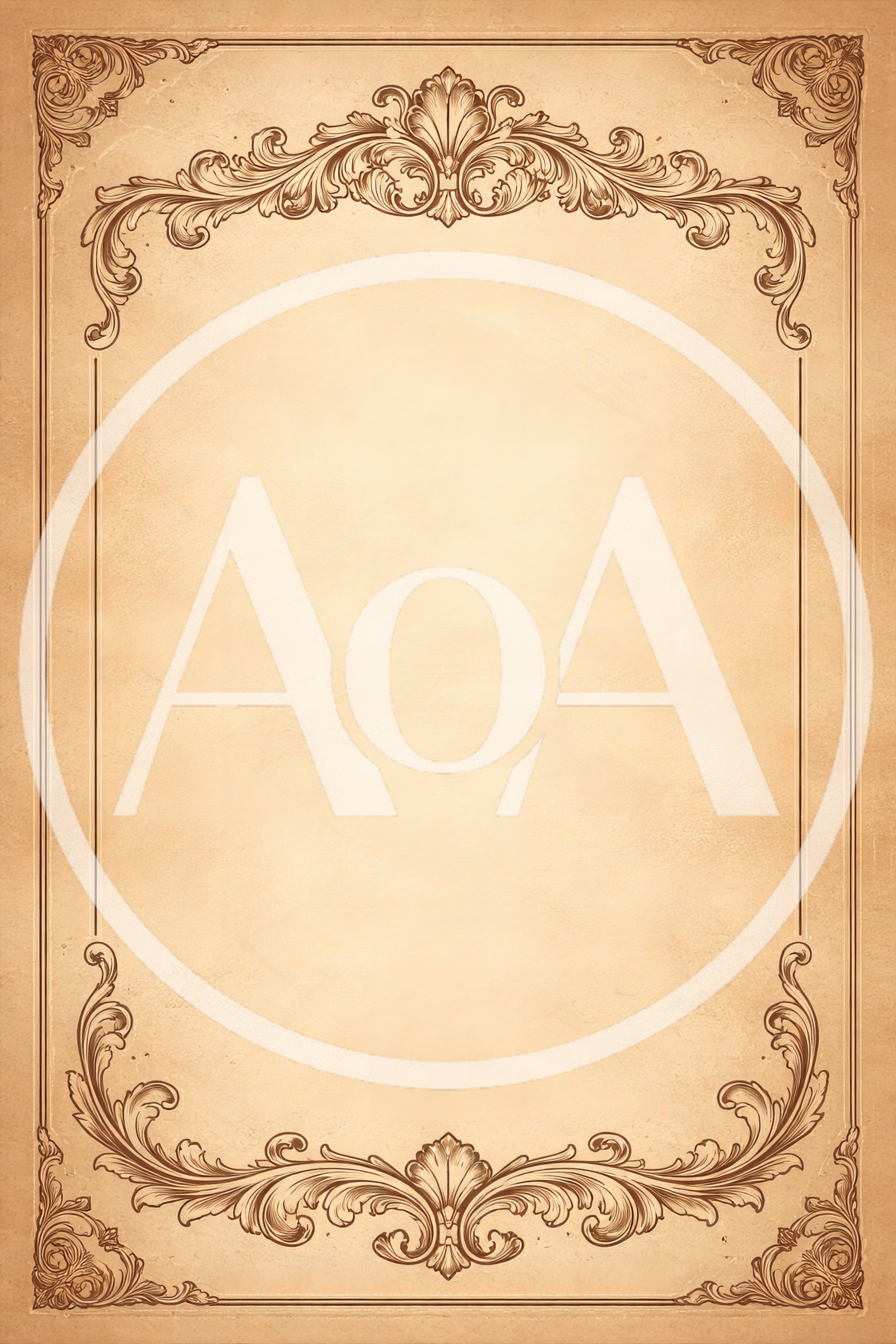 Vintage Parchment Paper With Ornate Baroque Border