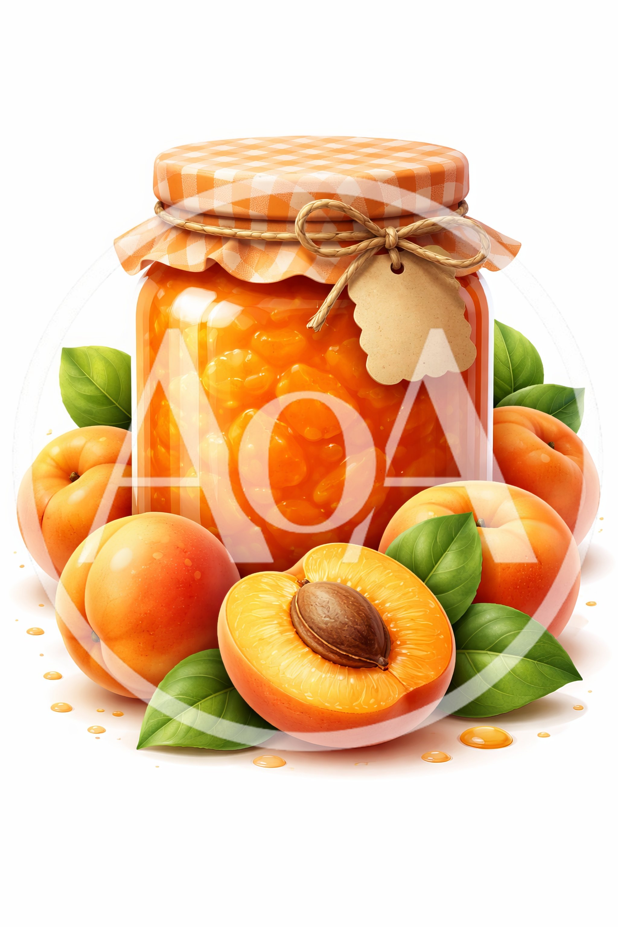 Apricot Jam Jar With Fresh Fruit And Leaves